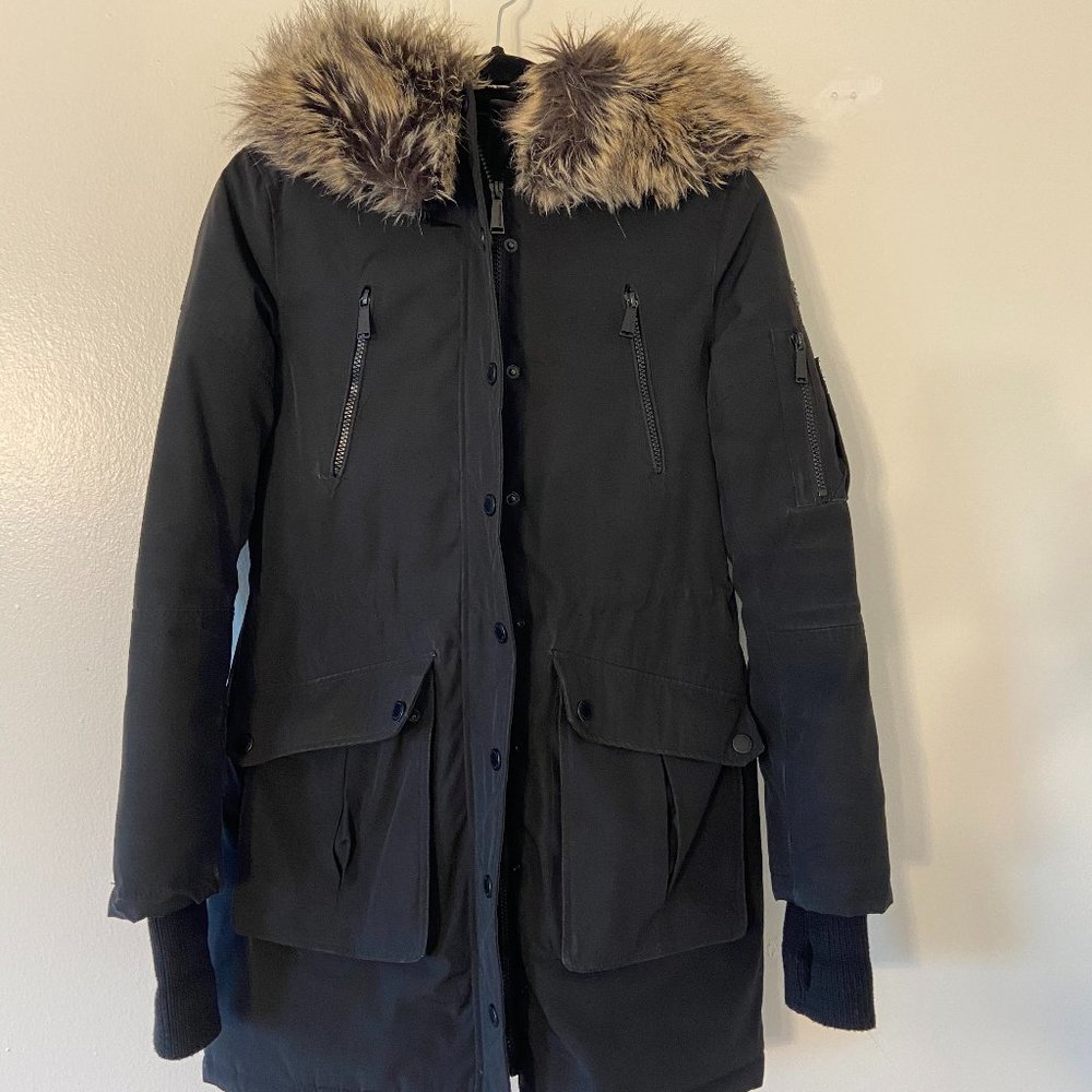 BCBGeneration Women’s Black Coat with Removable Hood Extra XS